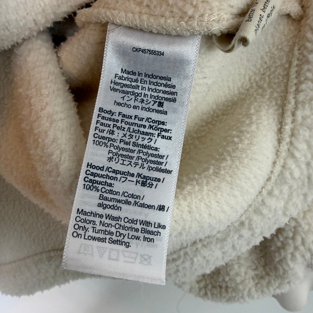 Madewell Sherpa Fleece Hoodie Pullover Bubble Sleeve M Cream Ivory Cozy Casual - Picture 8 of 11